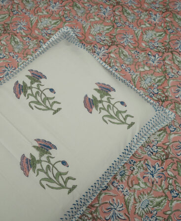 Premium White Floral Cotton Bedsheet (PEJAI158)